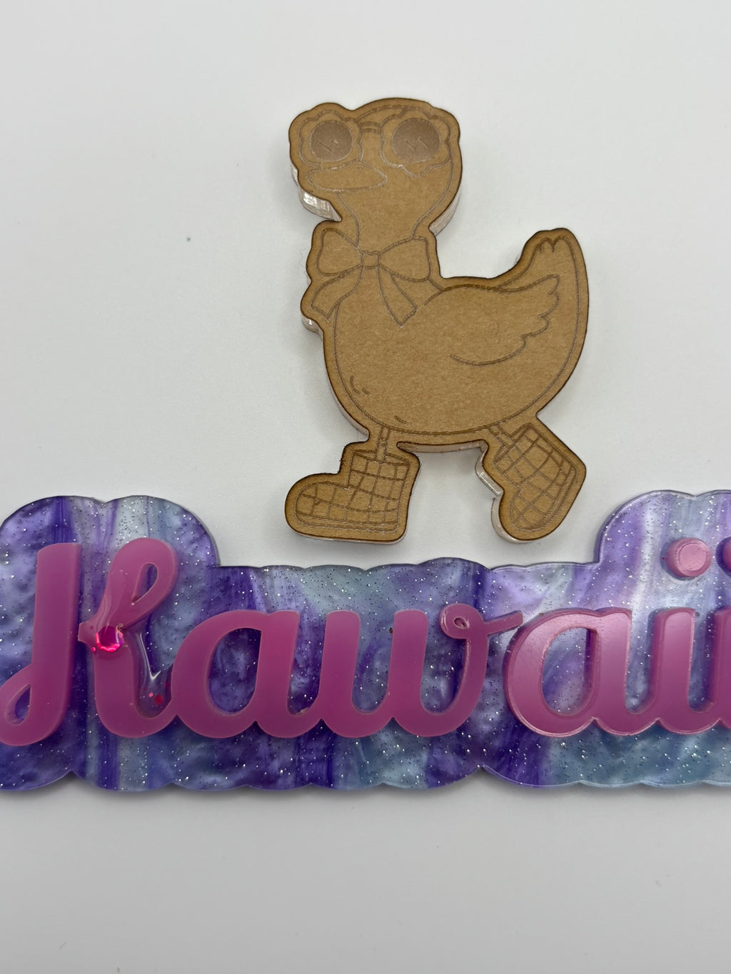 Kawaii spring duck with glasses and boots flat grip keychain mold