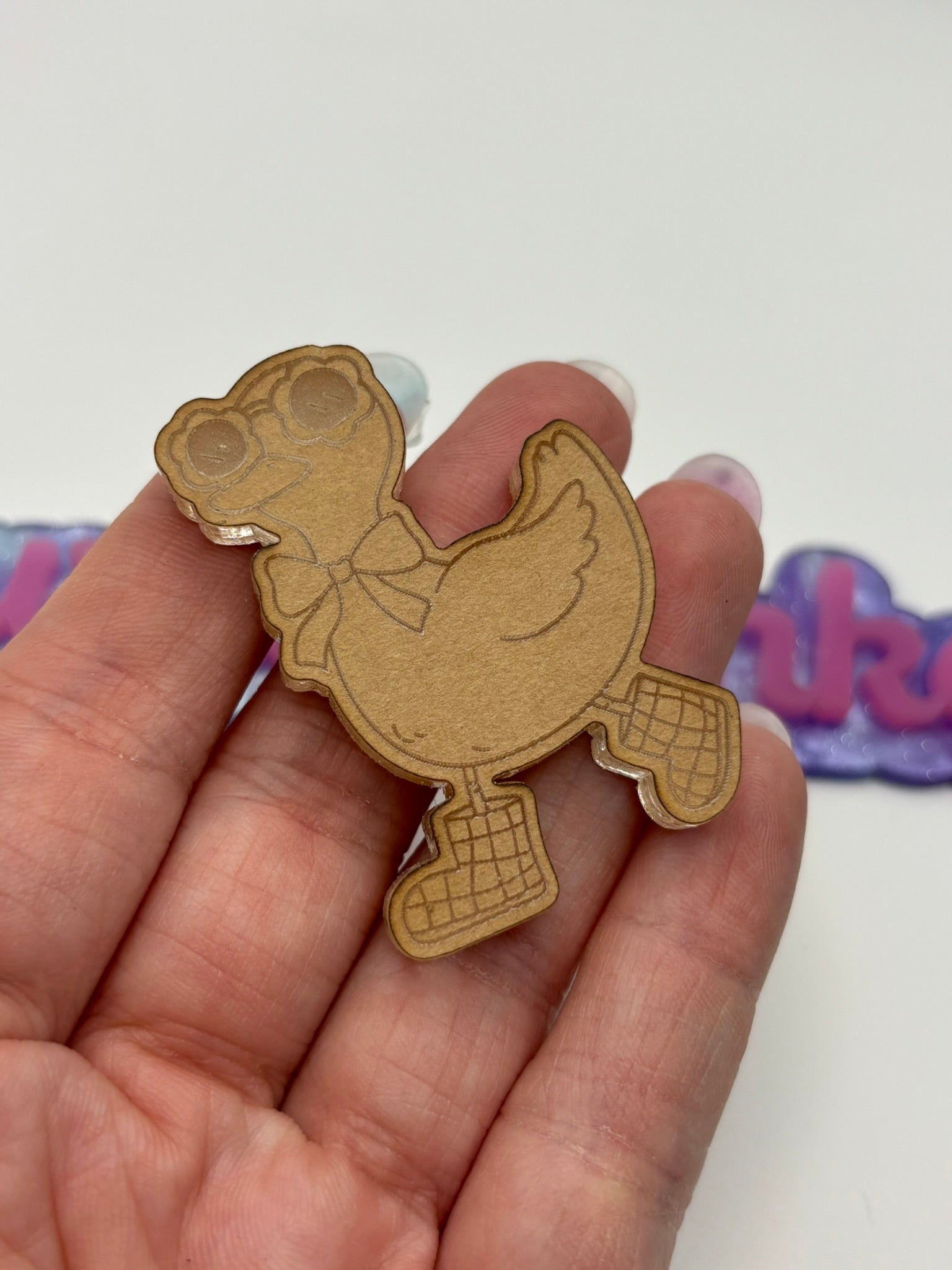 Kawaii spring duck with glasses and boots flat grip keychain mold