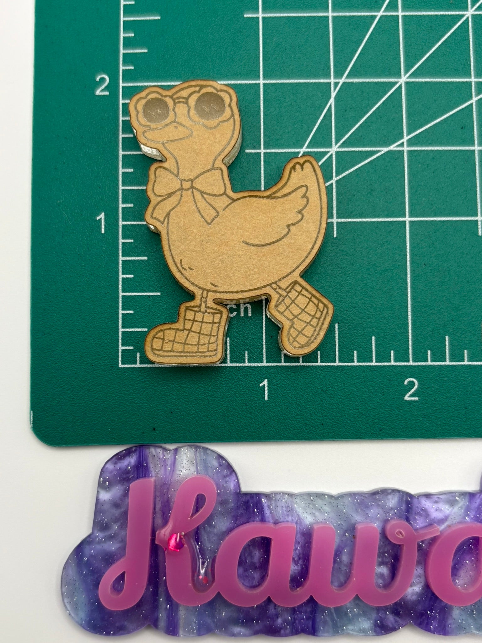 Kawaii spring duck with glasses and boots flat grip keychain mold