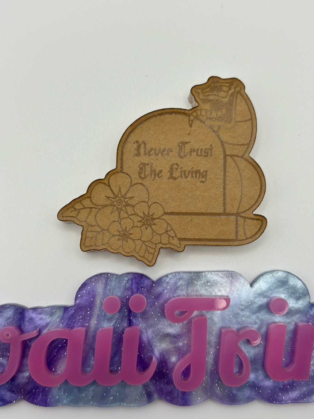 Never trust the living flat grip keychain mold