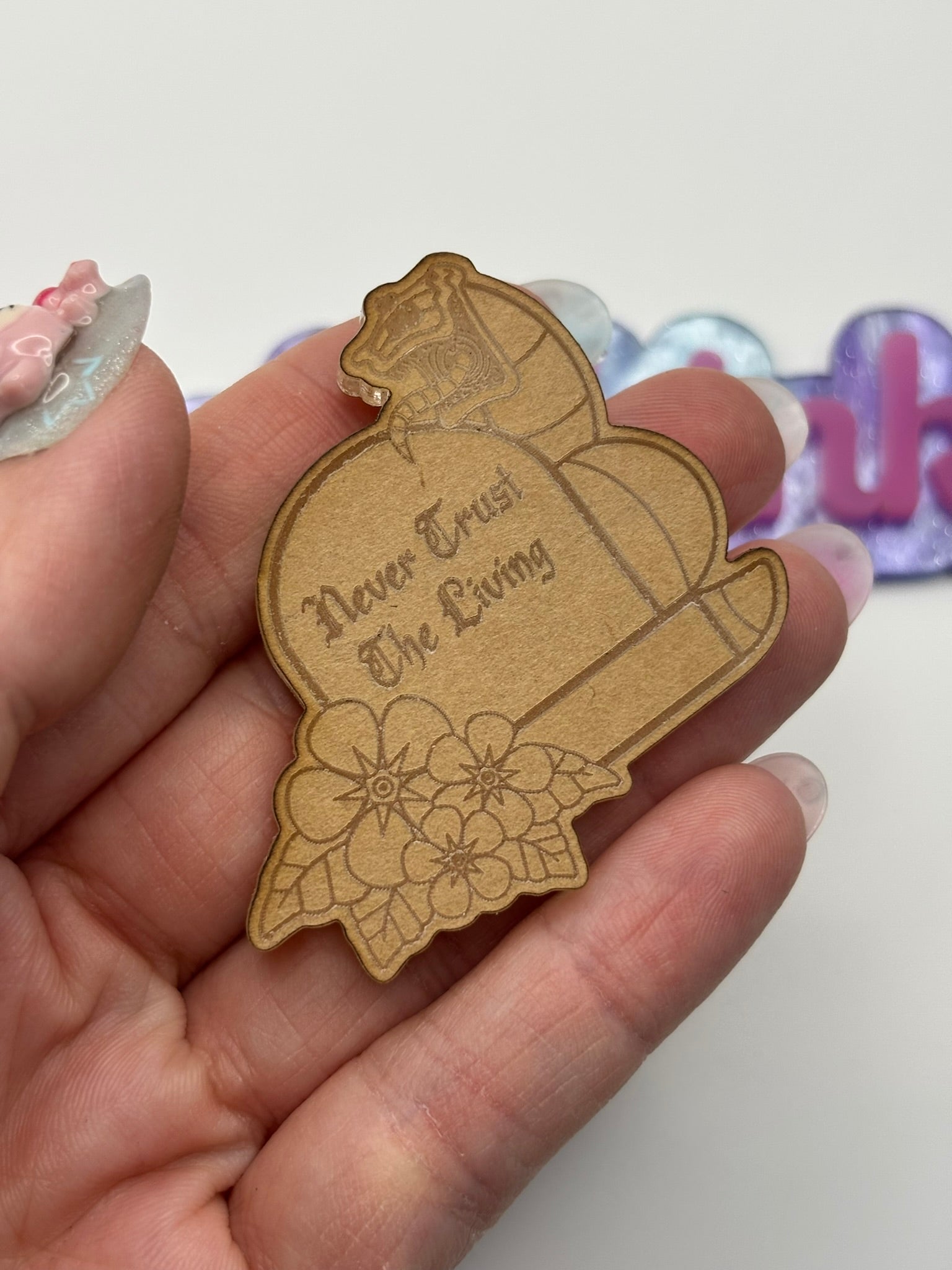Never trust the living flat grip keychain mold
