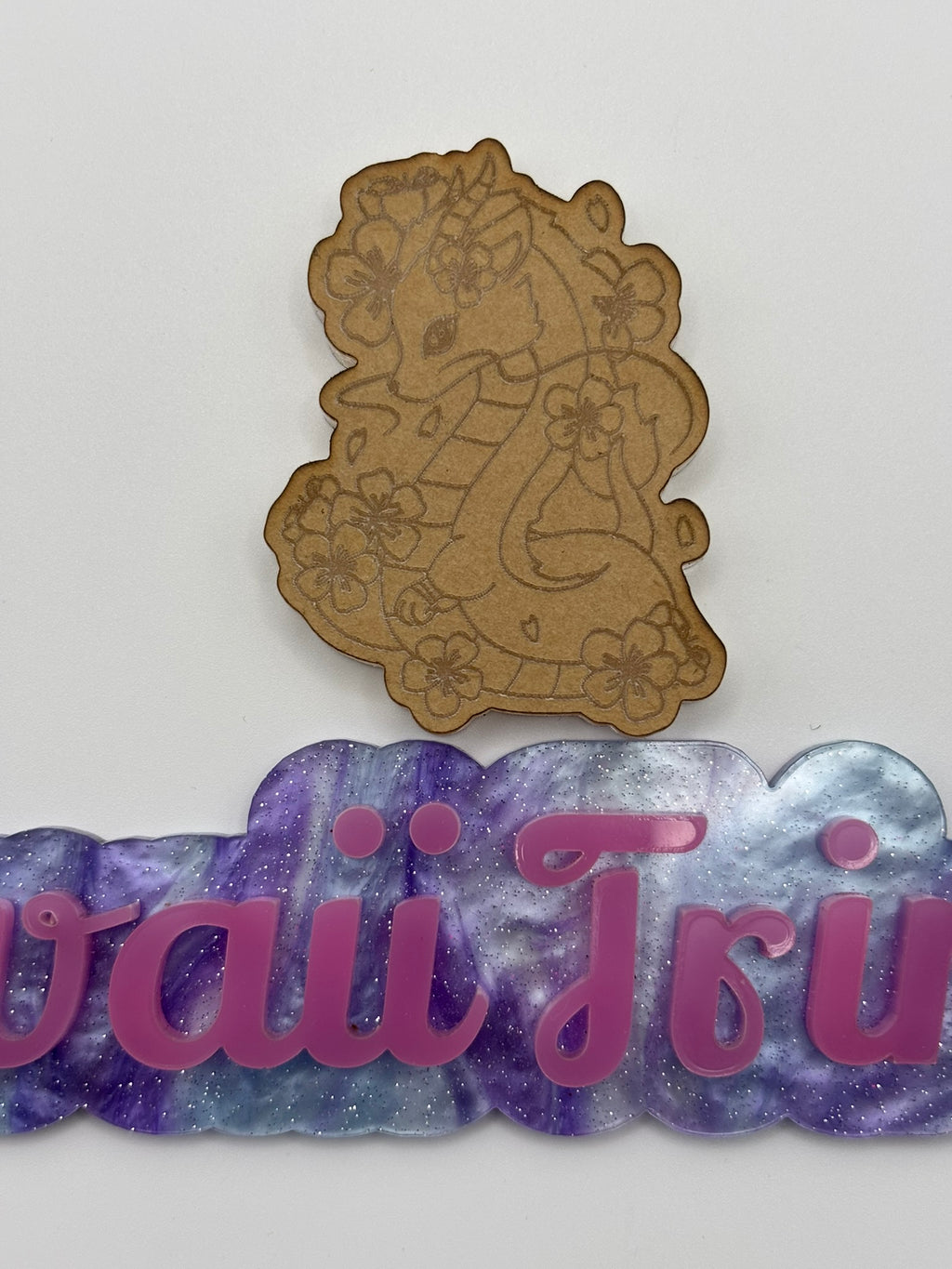Floral spirit dragon anime flat grip keychain mold