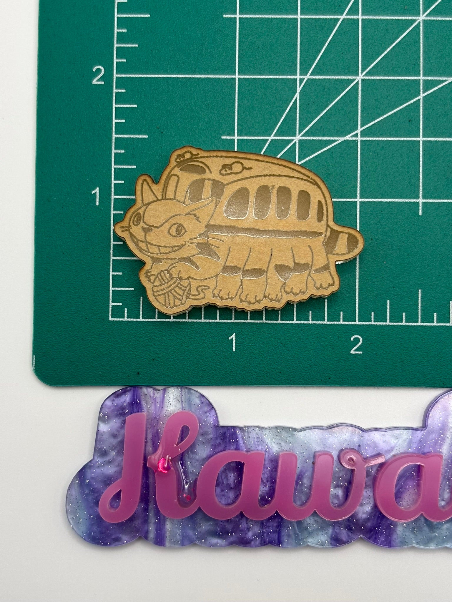 Spirit cat bus anime flat grip keychain mold
