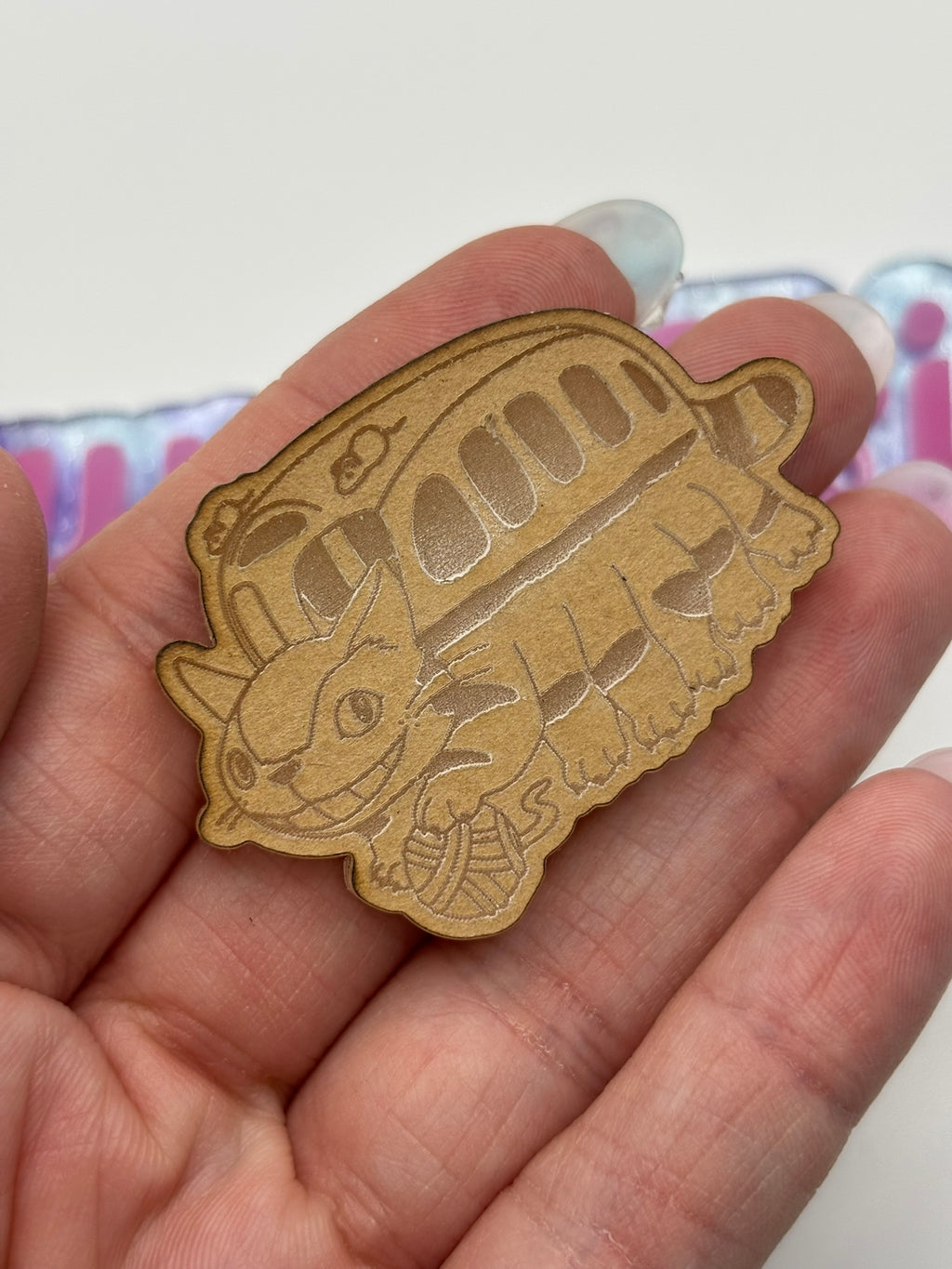 Spirit cat bus anime flat grip keychain mold