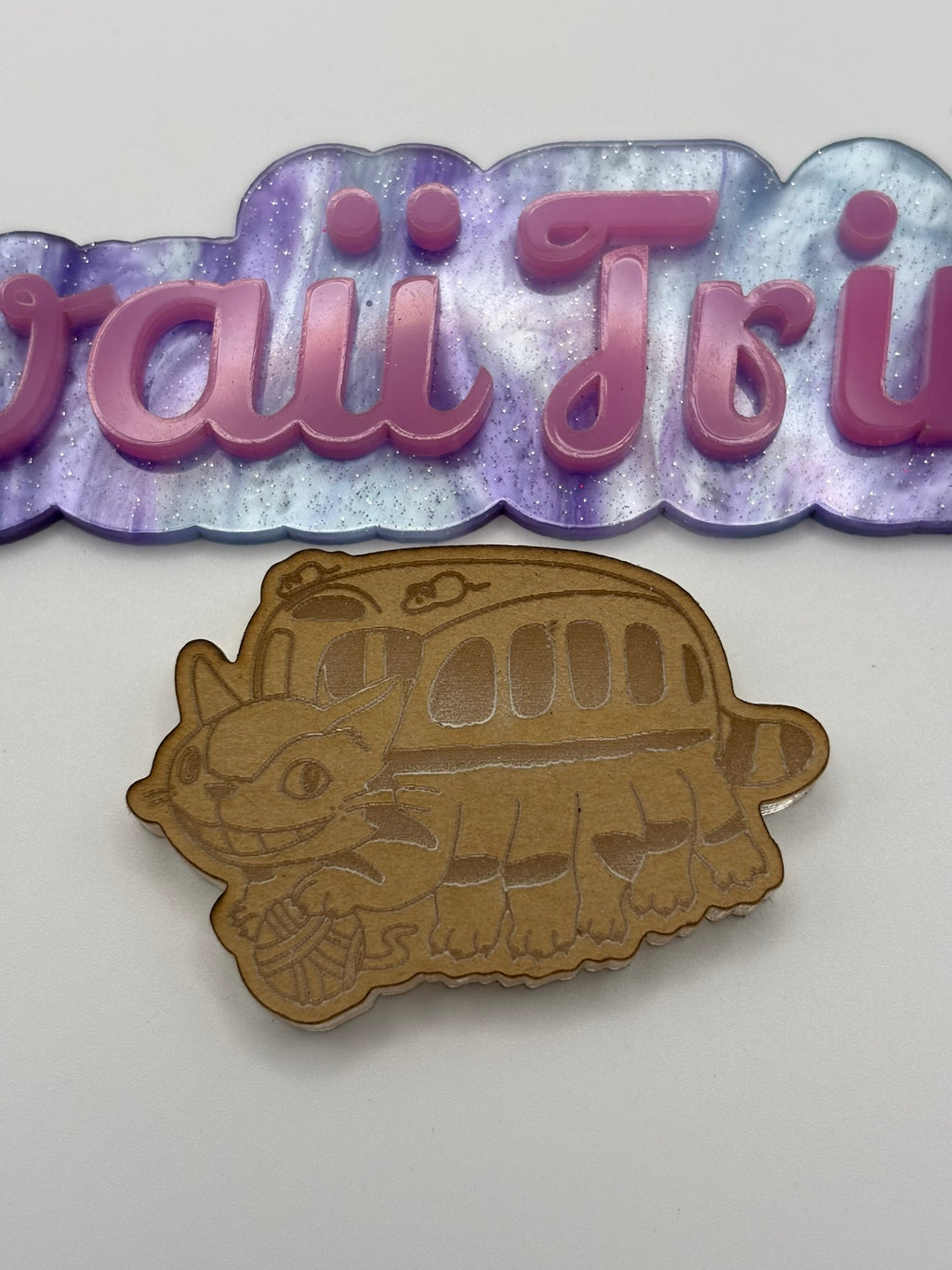 Spirit cat bus anime flat grip keychain mold