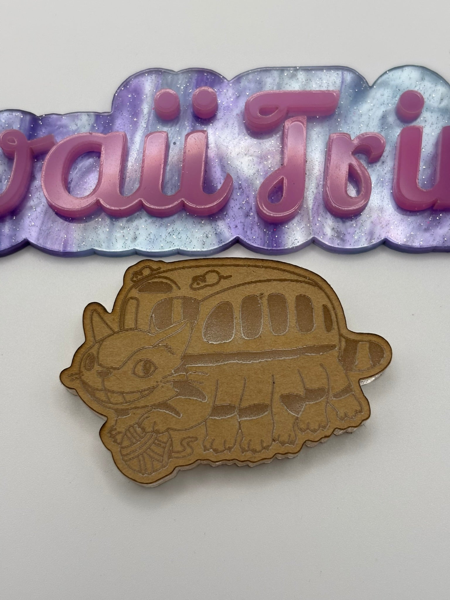 Spirit cat bus anime flat grip keychain mold