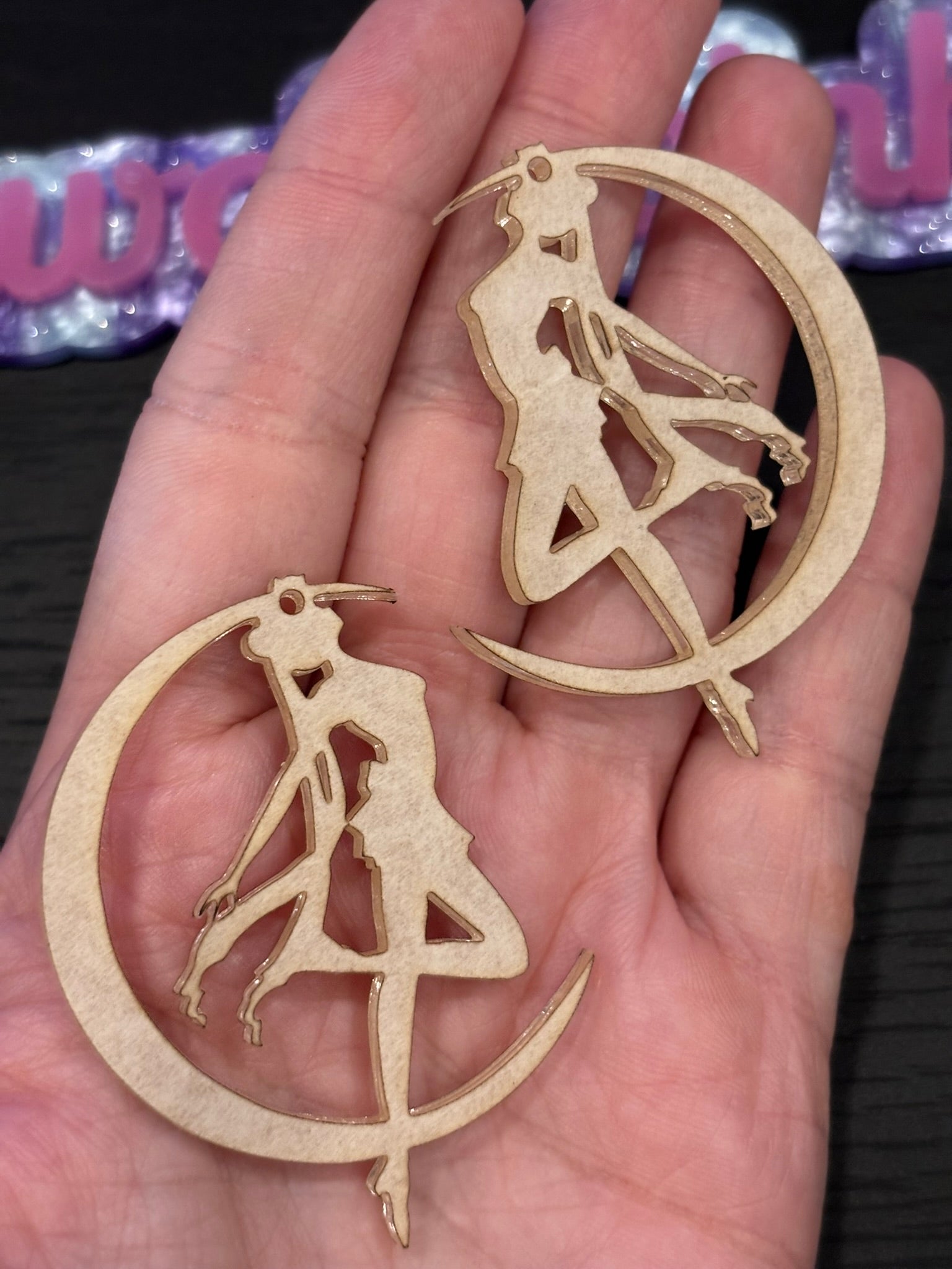 Moon anime girl dangle earrings mold palette