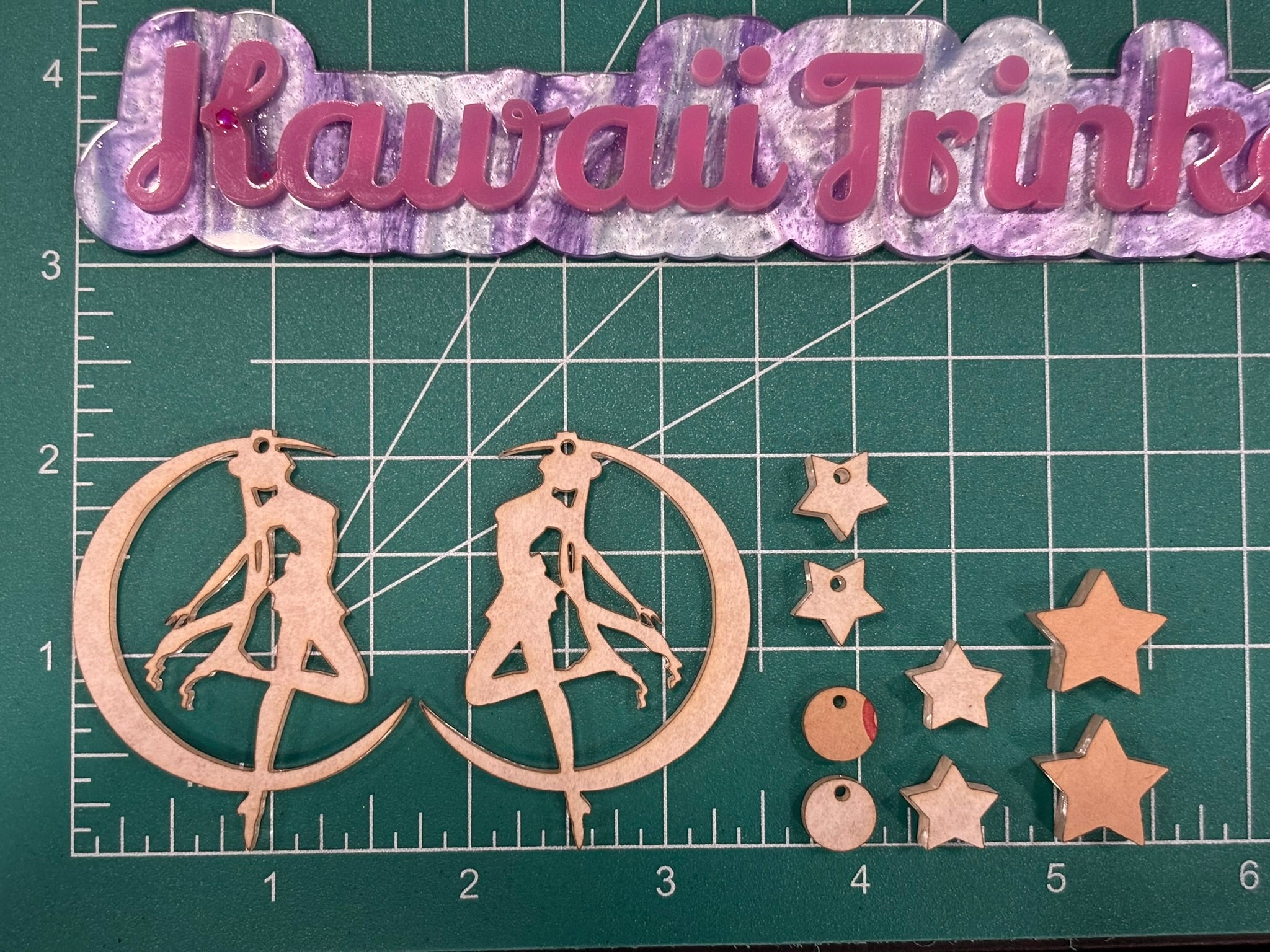 Moon anime girl dangle earrings mold palette