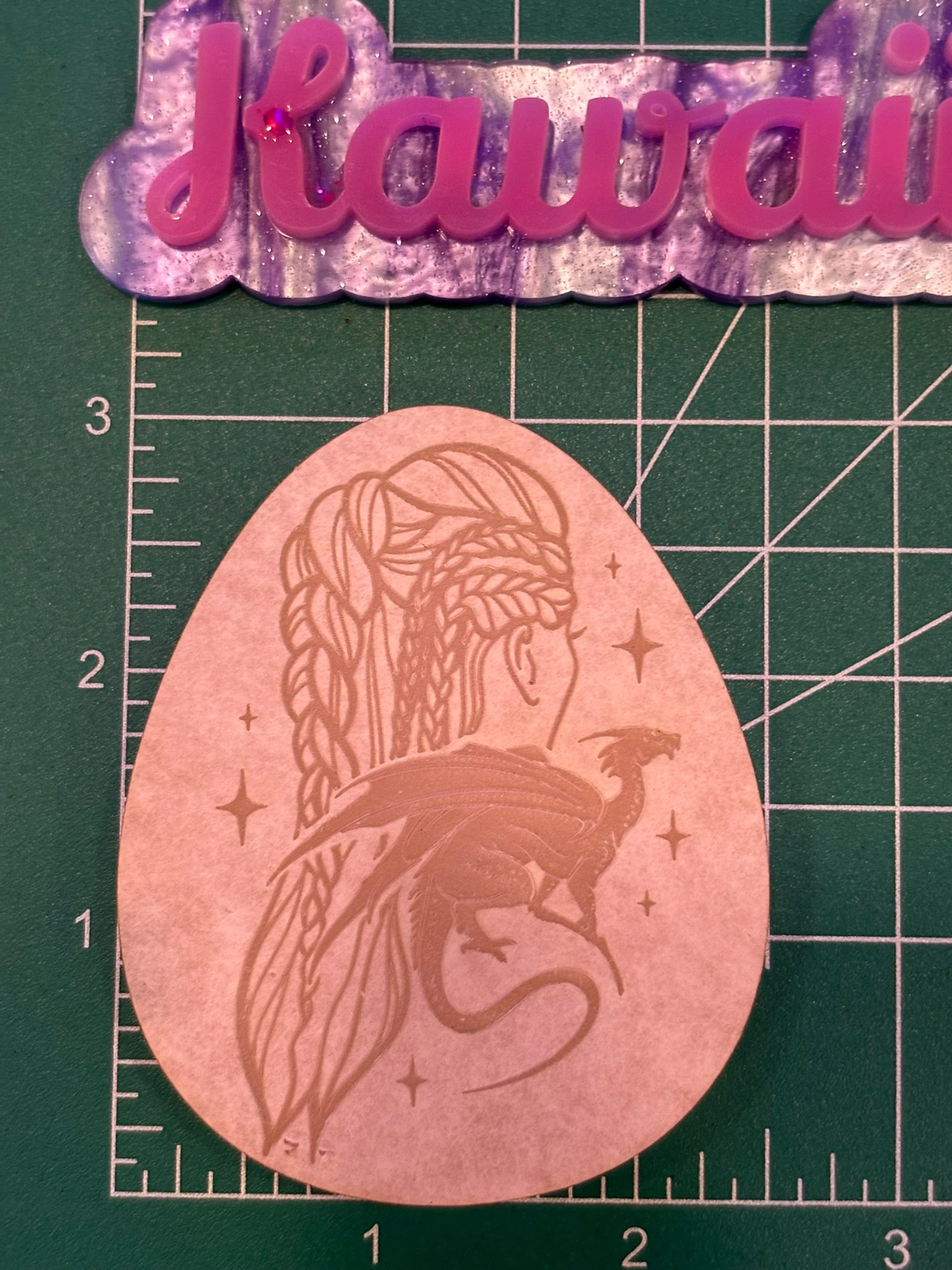 Dragon woman egg bookish flat keychain mold
