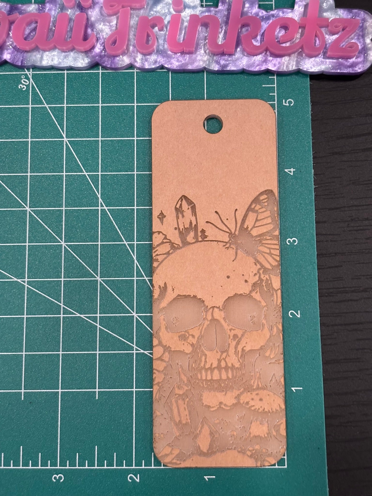 Skull butterflies flat bookmark mold