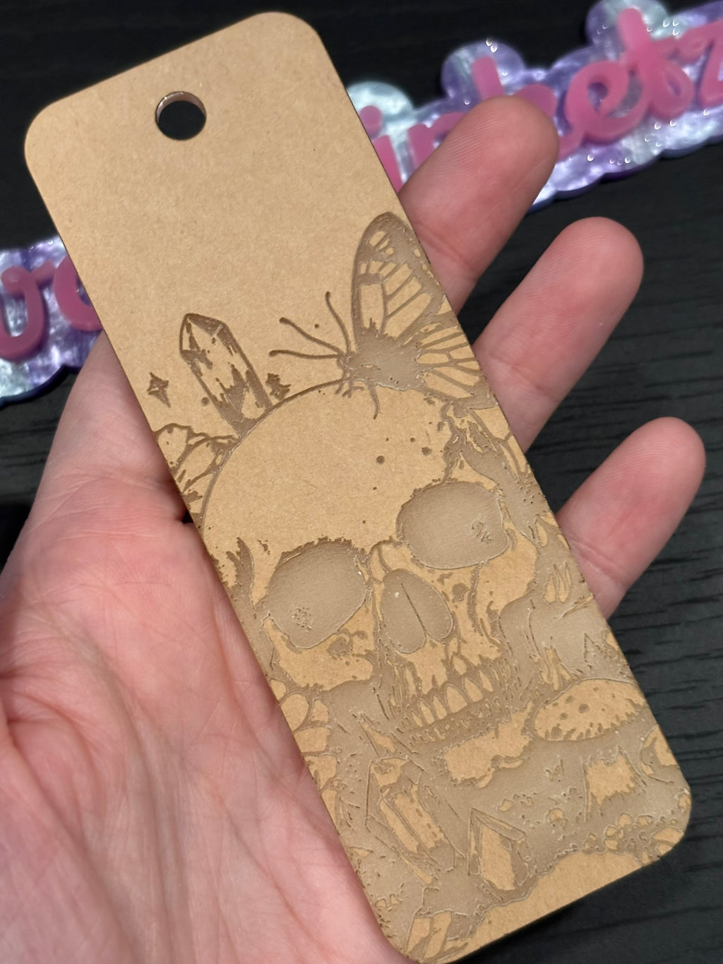 Skull butterflies flat bookmark mold