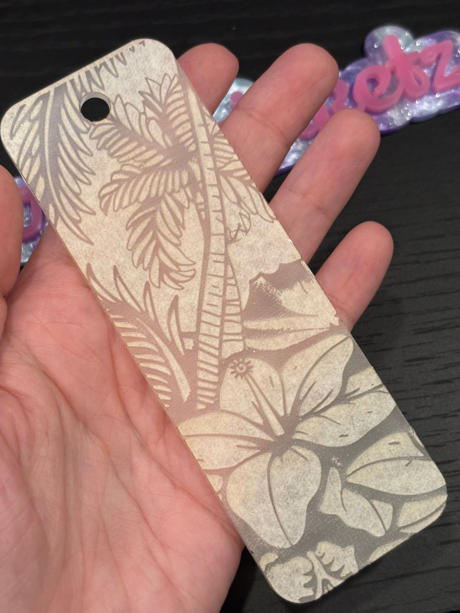 Hibiscus palm tree Hawaiian flat bookmark mold