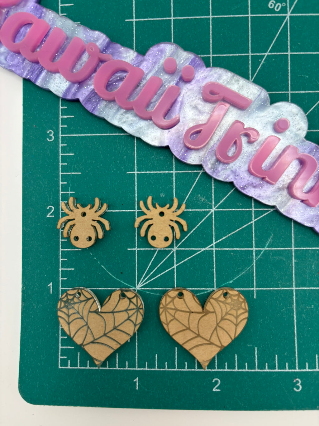 Spider web heart dangle earrings mold
