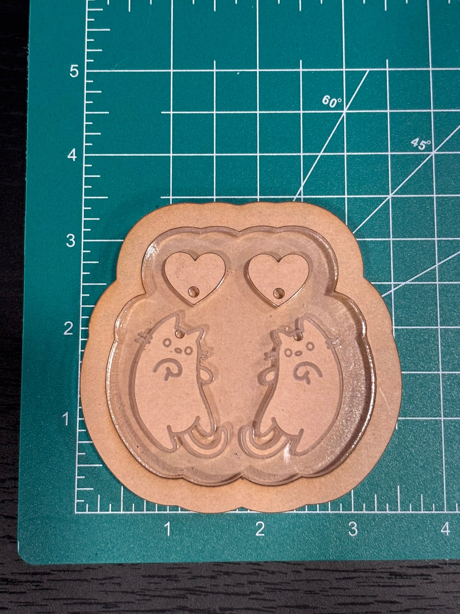 Cat heart dangle earrings mold