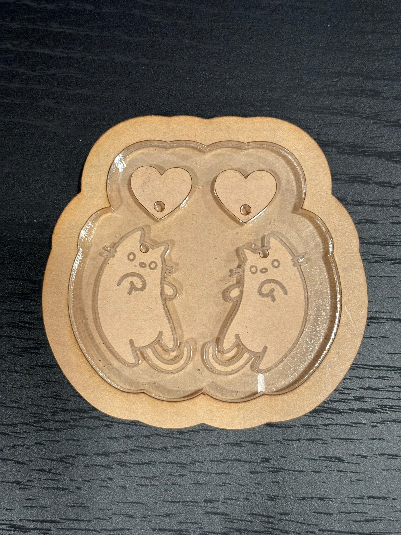 Cat heart dangle earrings mold