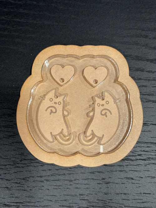 Cat heart dangle earrings mold
