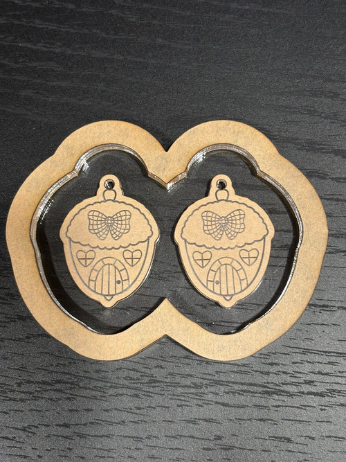 cottagecore acorn house earrings mold