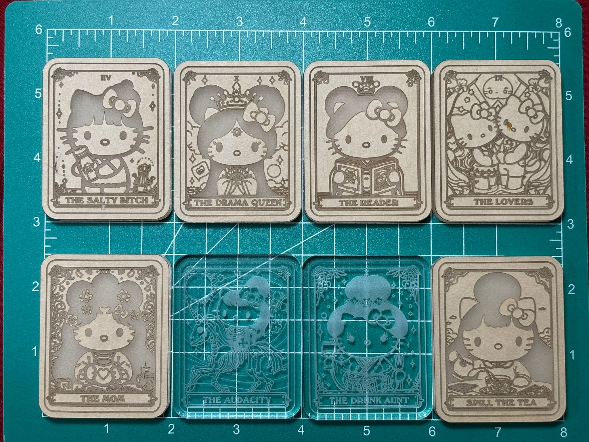 Funny kitty tarot cards flat keychain molds palette