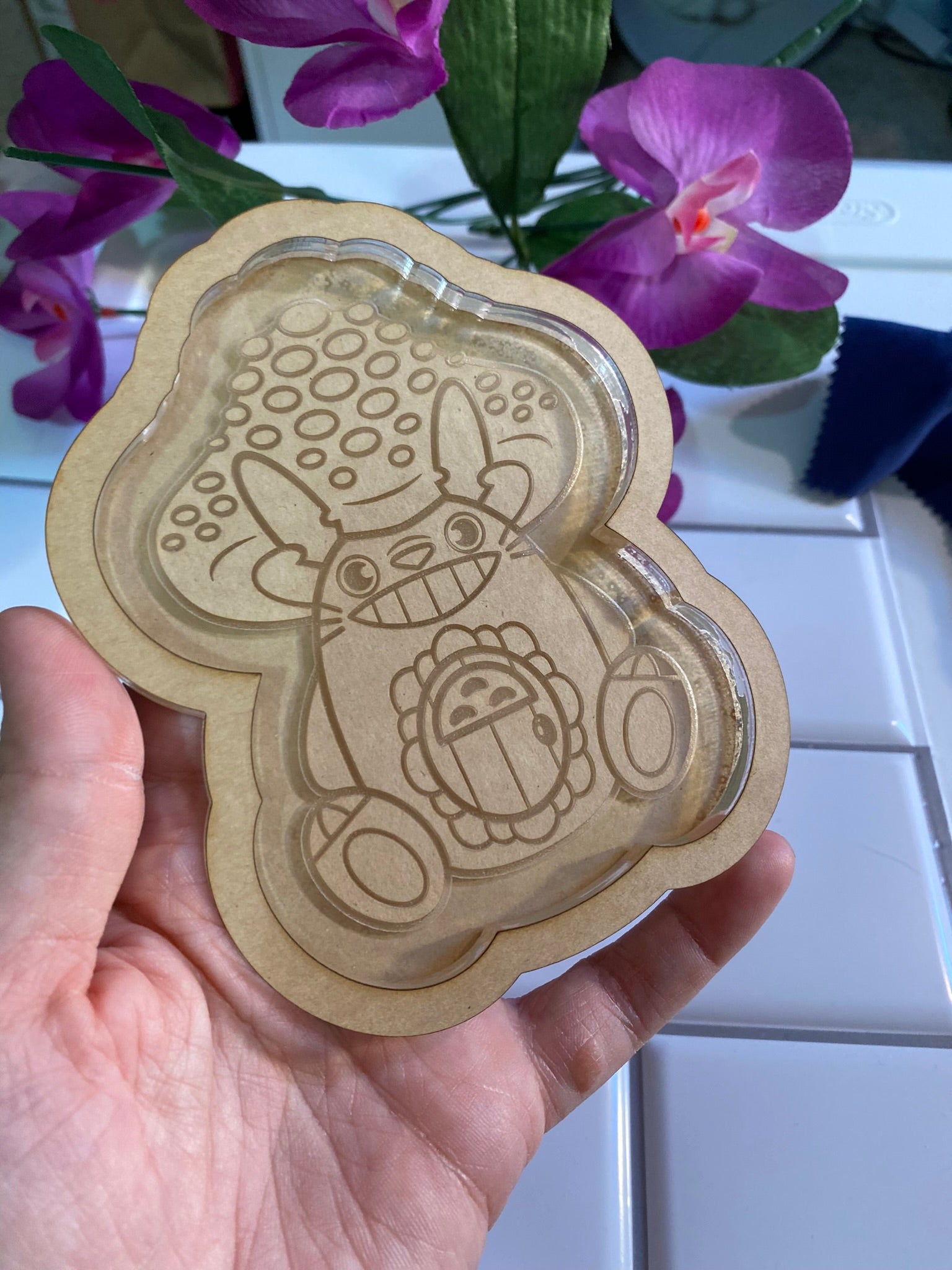 Kawaii bunny mushroom cottage trinket tray mold